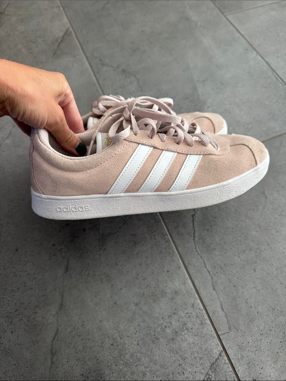 adidas Pink Suede Sneakers with White Stripes